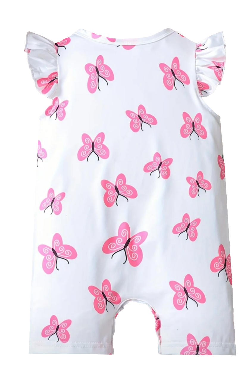 Boxpak wit met giraffes en roze vlinders