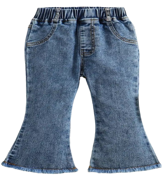 flared jeans lichtblauw denim used. Met wijde pijpen en een elastische band