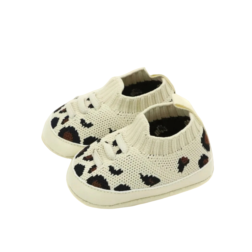 instapper van mesh in koeienprint