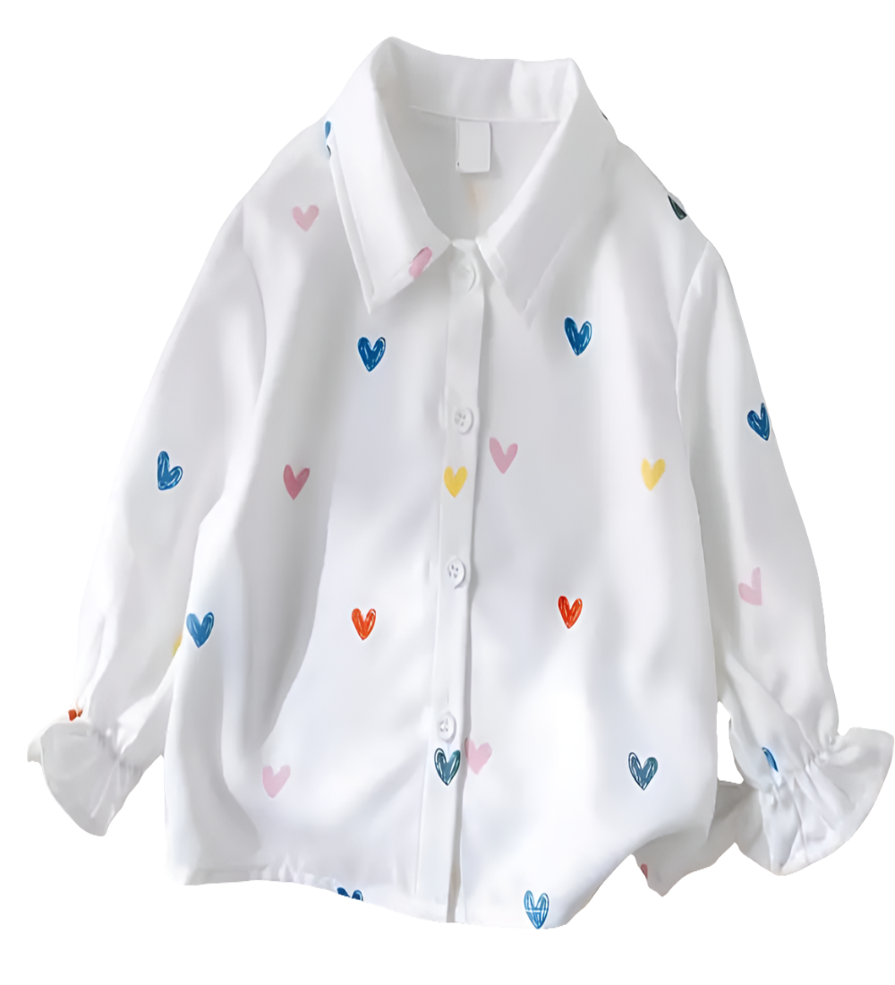 blouse met gekleurde hartjes