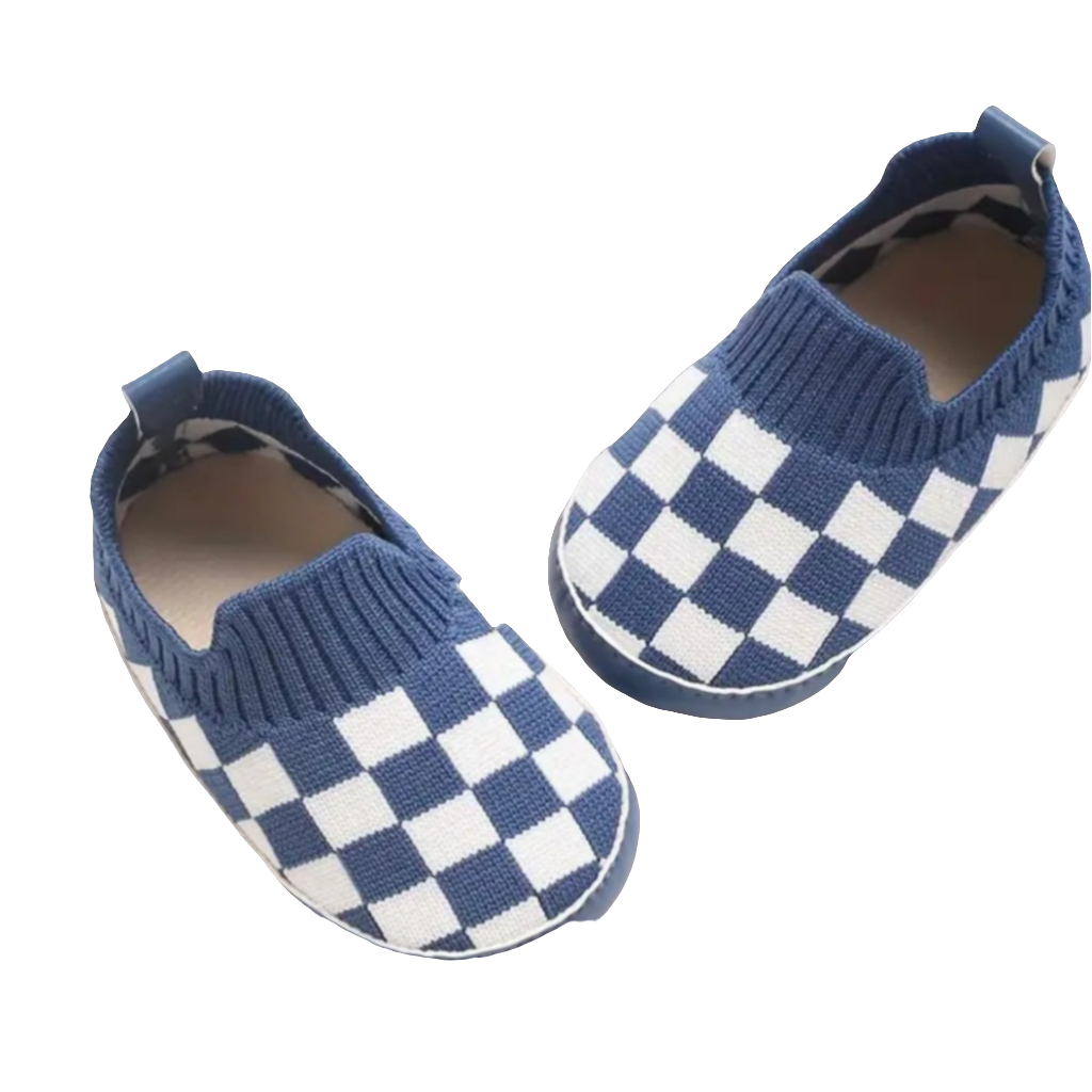 Instappers Urban/checkerboard blauw met chestboard motief blauw ( ook in zwart en beige verkrijgbaar)