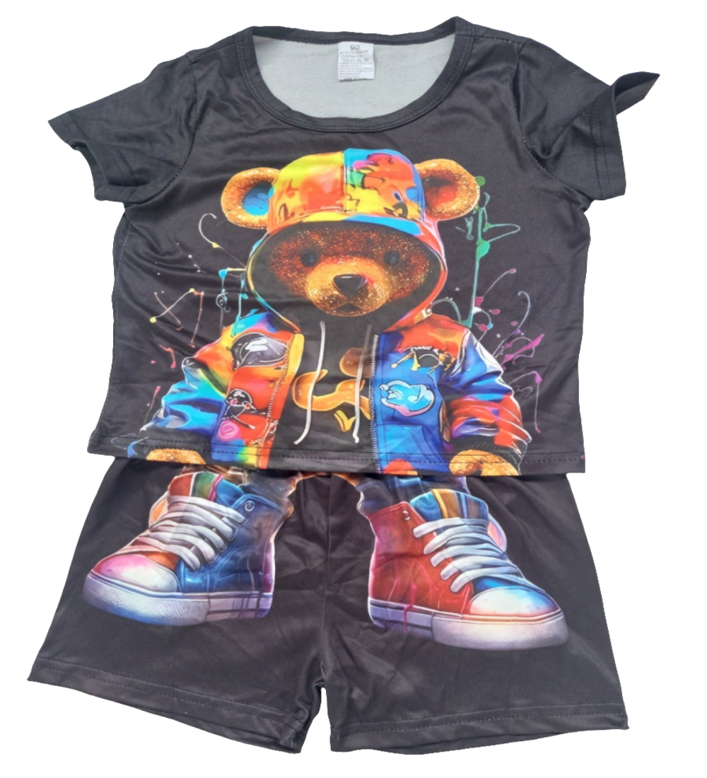 Set voor de zomer :shirt en short met verfspetters Beer 