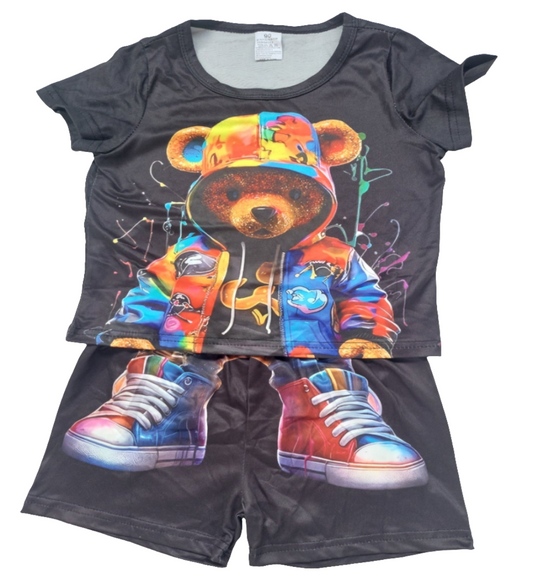 Set voor de zomer :shirt en short met verfspetters Beer 
