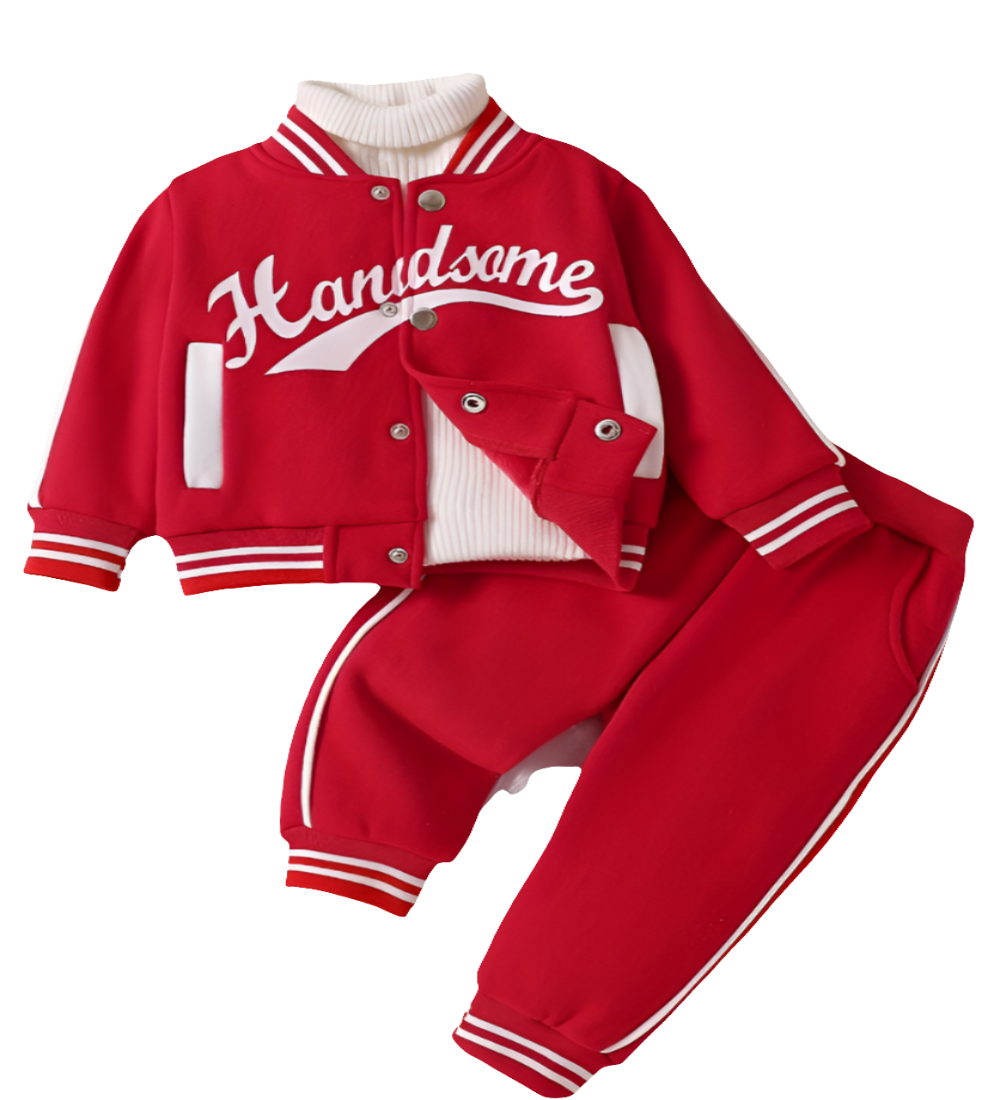 Baseball Joggingpak "HANDSOME" rood met wit