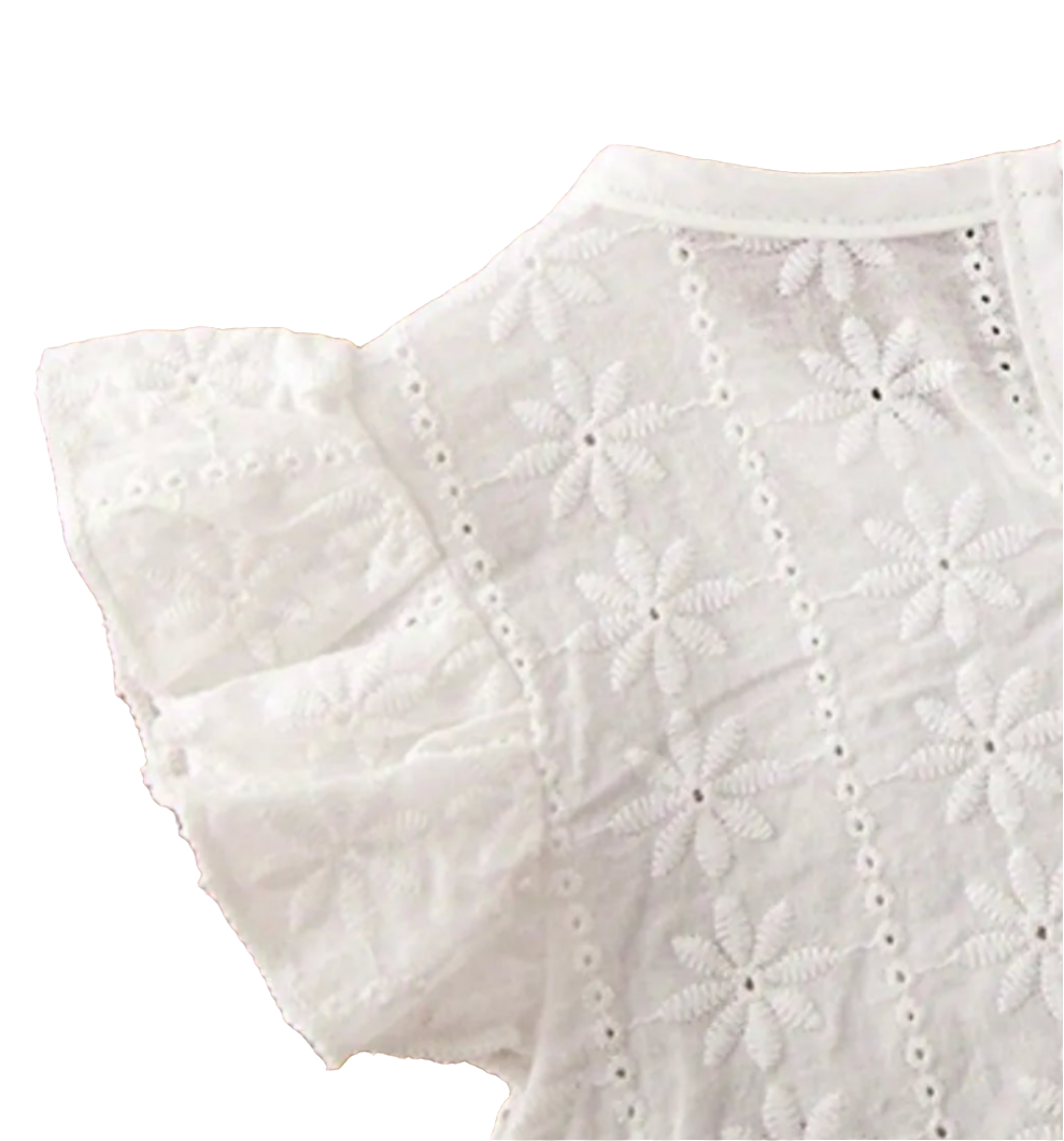 Katoenen broderie romper  ( leuk met de ballerina's van broderie)