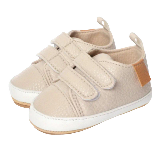 gymp beige pu leer met bruin accent en klittenband