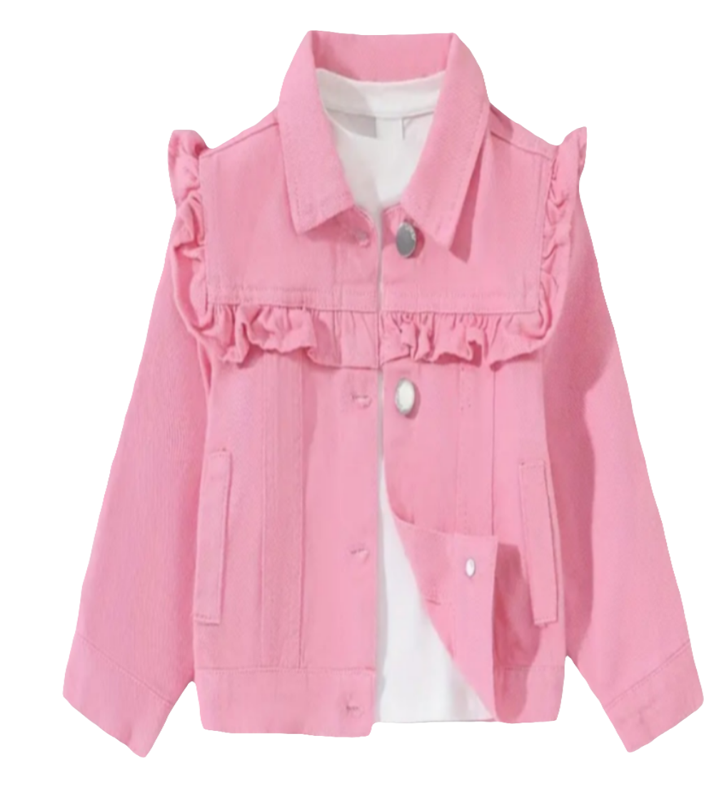 Denimjack roze met ruches