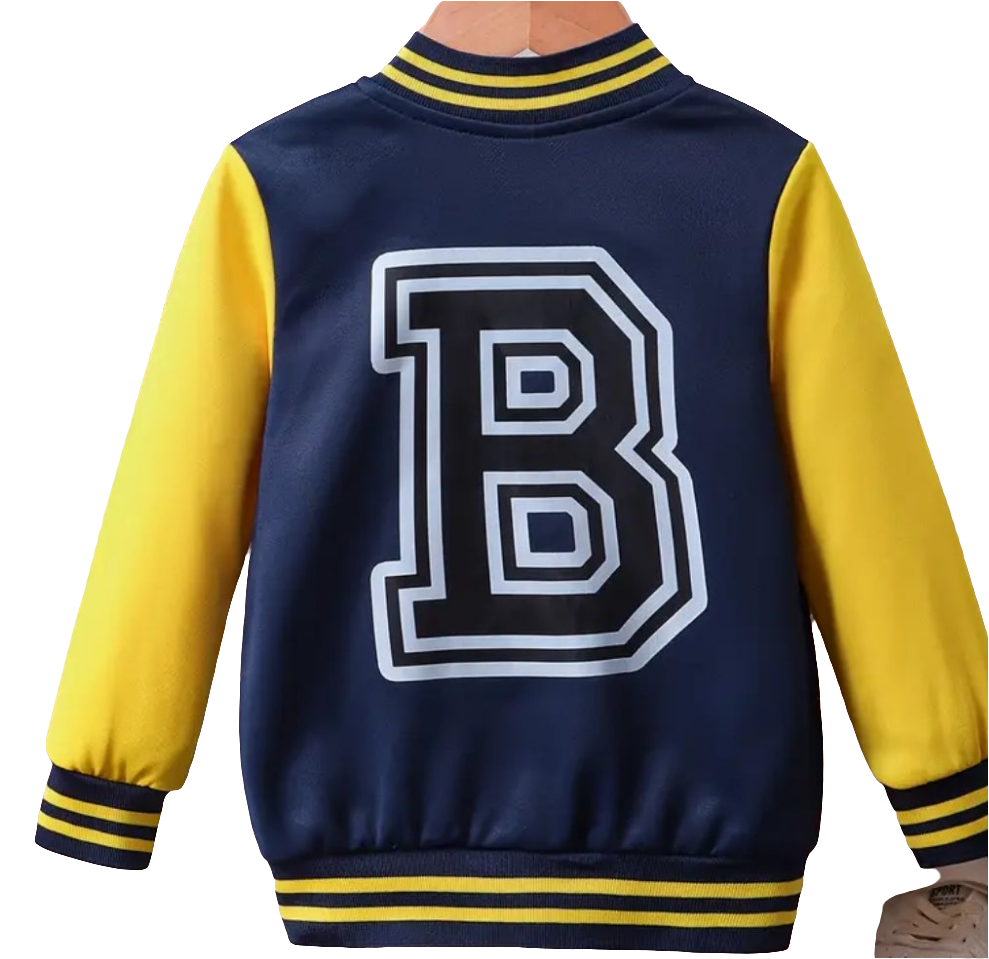 Baseballjack blauw-geel "B"