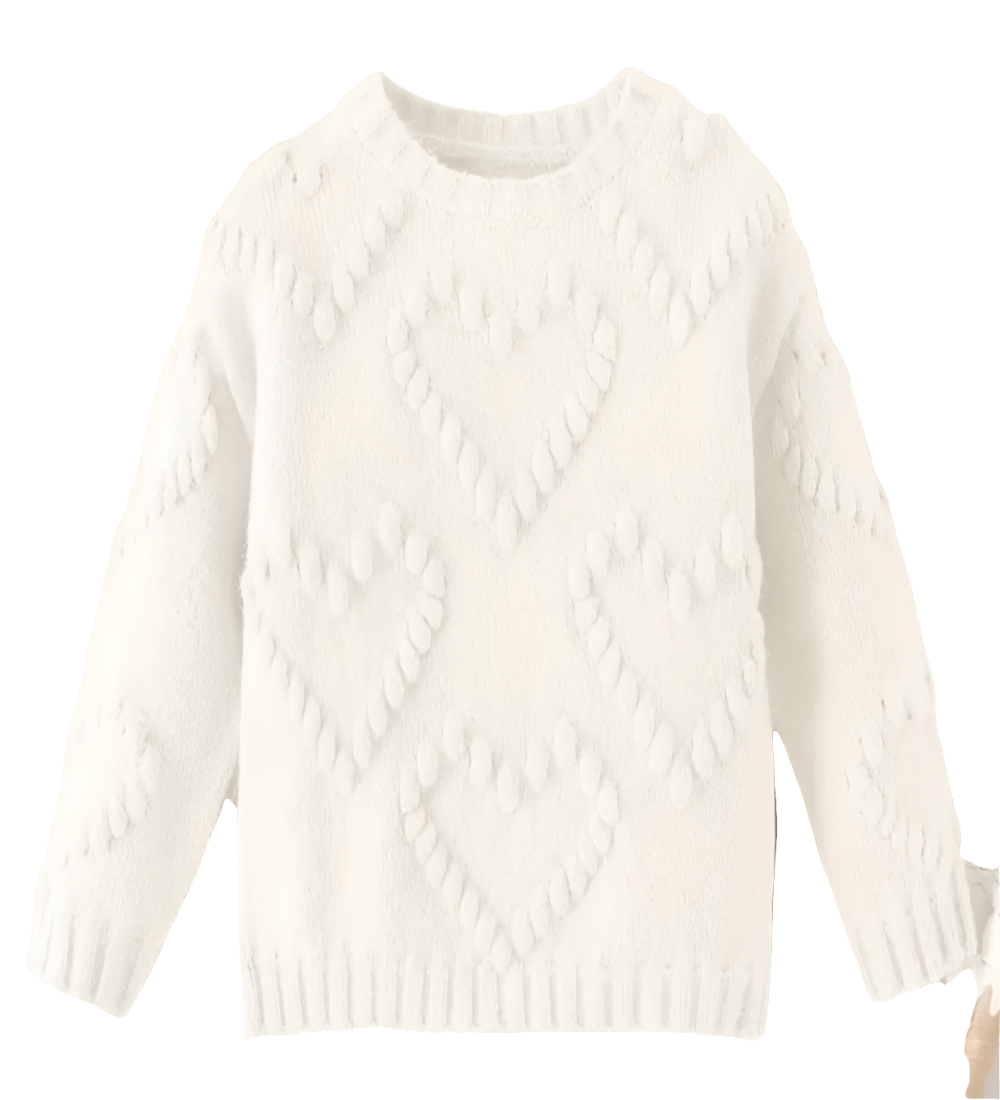 Trui creme met hartjes in reliëf 