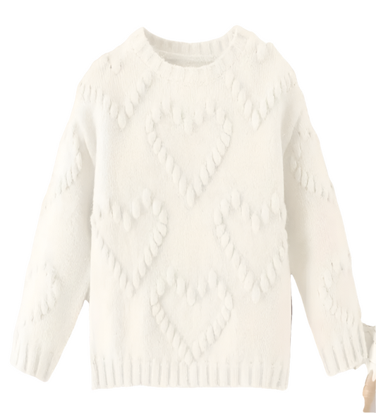 Trui creme met hartjes in reliëf 