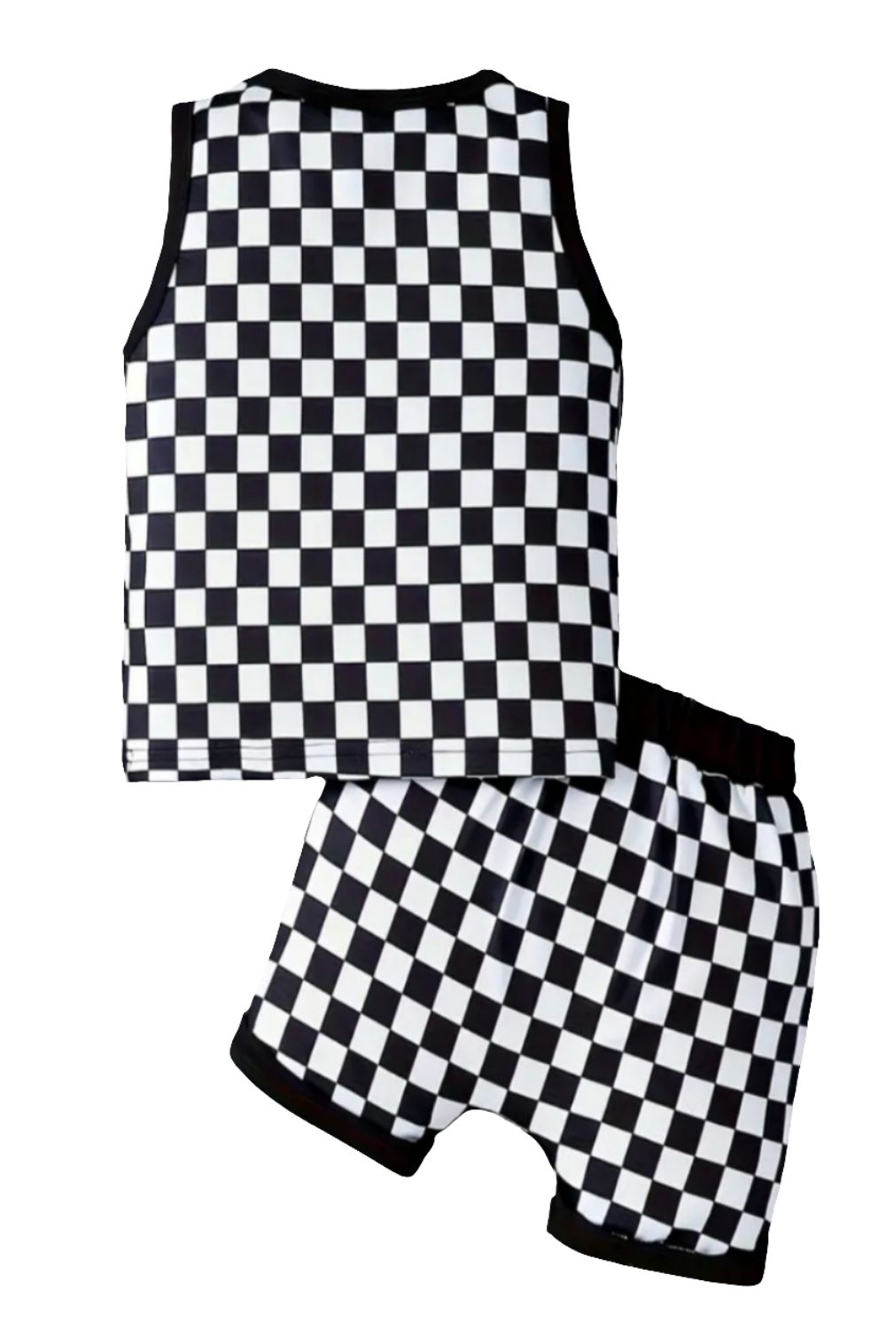 Set voor de zomer: singlet en short Urban/ checkerboard stijl (evt. te combineren met de instapper of gymp Urban zwart)