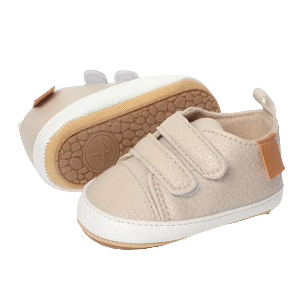 gymp beige pu leer met bruin accent en klittenband