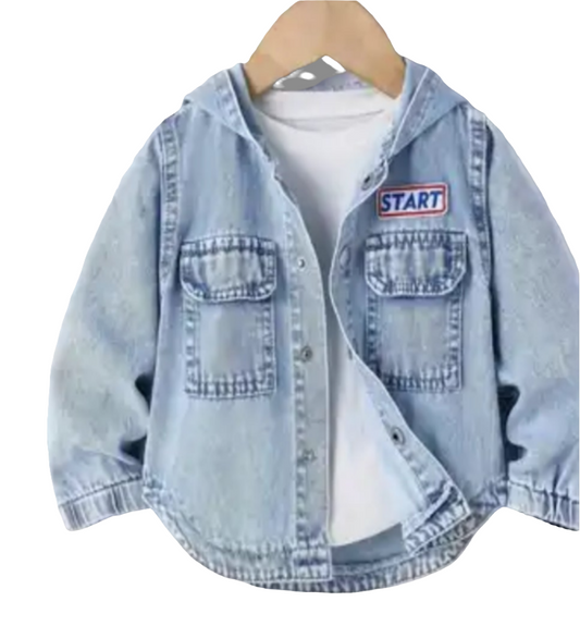 Denim blouse jack met capuchon