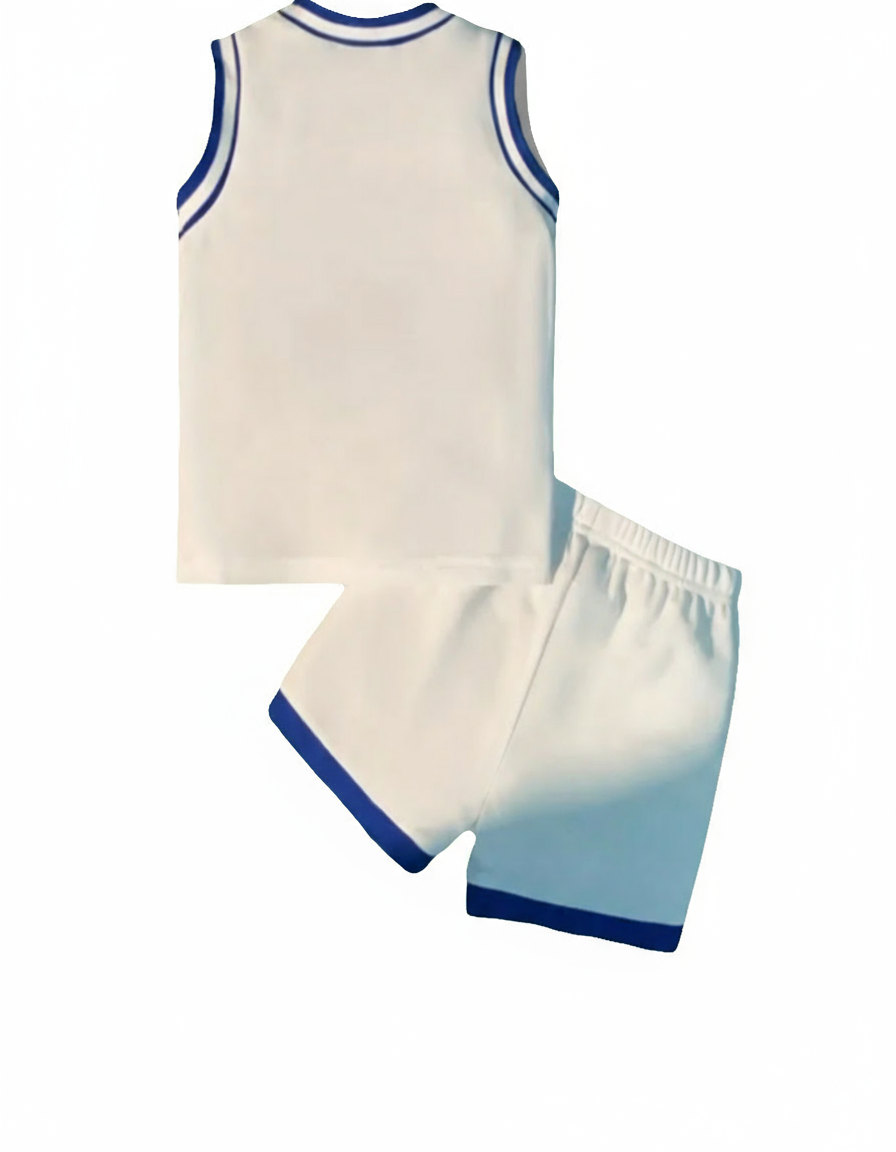 Basketball   Singlet en short  "BASKETBALL 28" wit/blauw