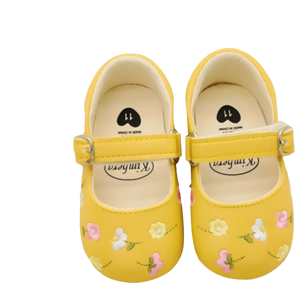 Denim jeans met gekleurde bloemen