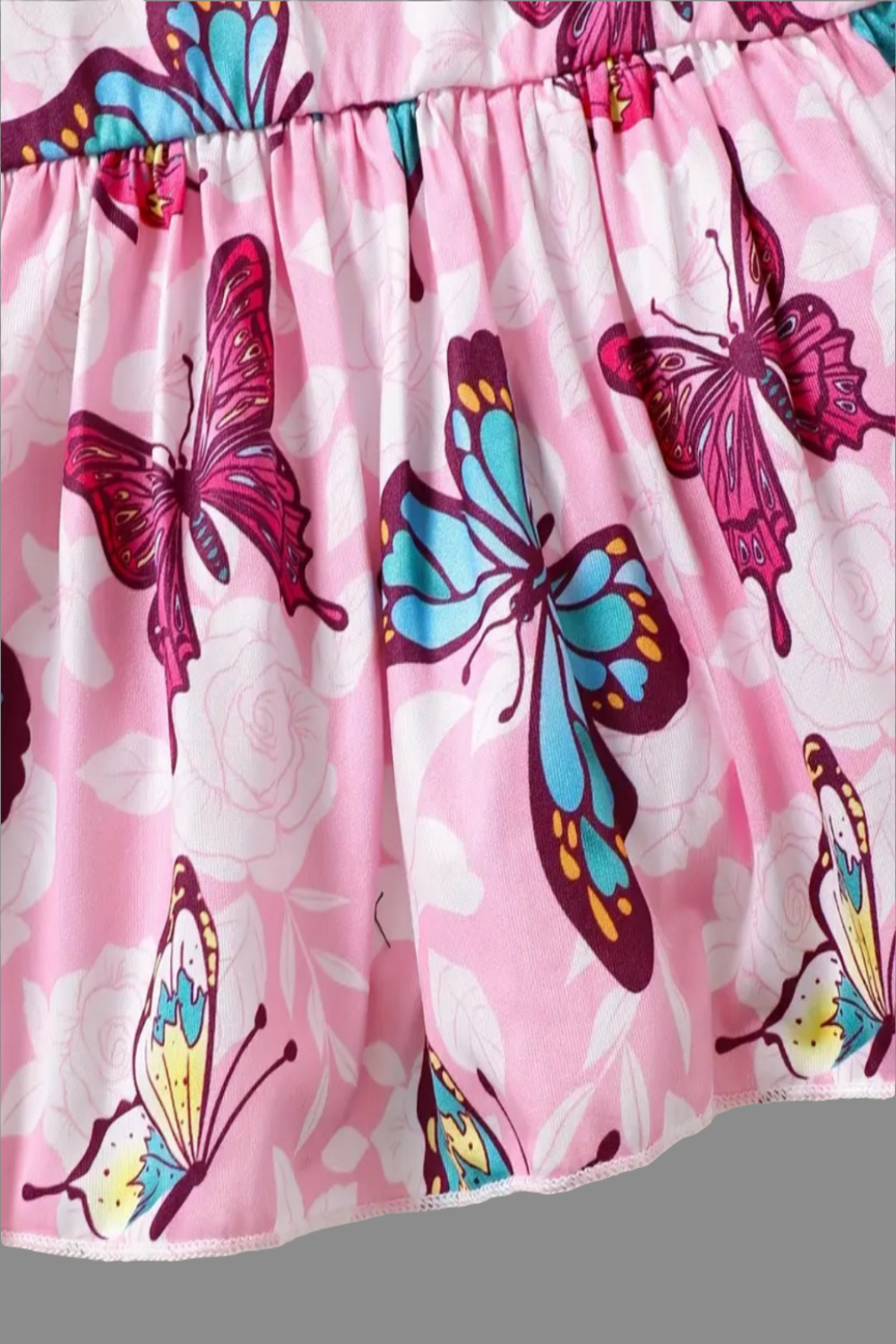 Shirt roze met vlinders en  legging in denimlook ( leuk met de gympjes met glitters)