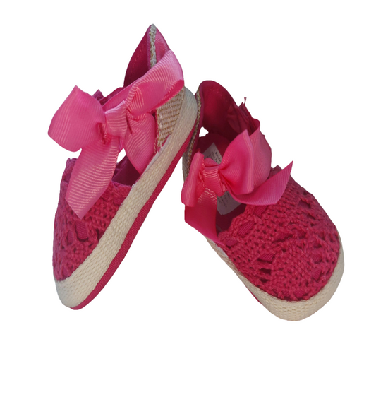 Katoenen roze instapper met strik