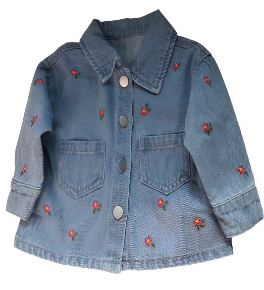 Denim jack met bloemetjes