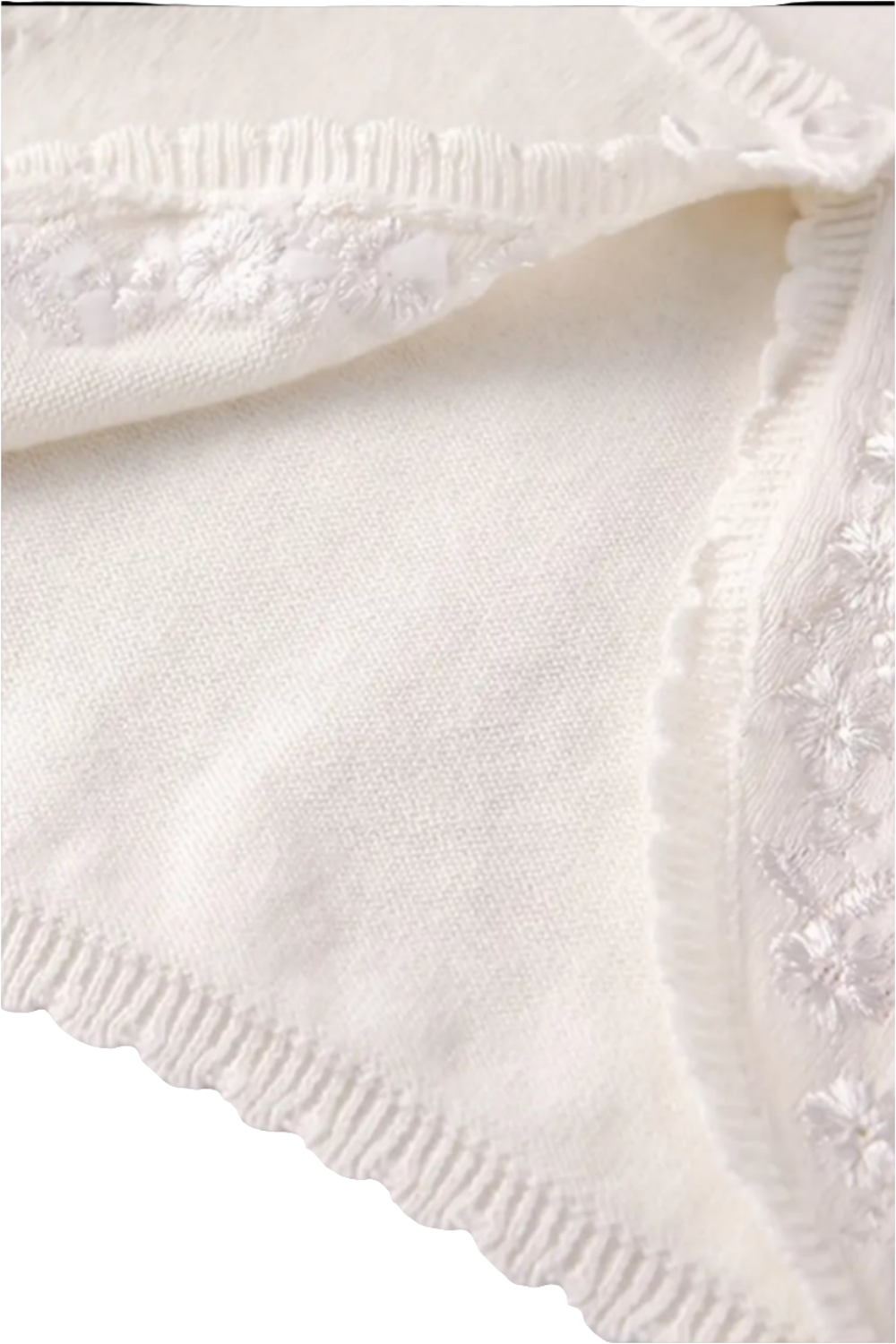 vestje wit boleromodel met geborduurde bloemetjes