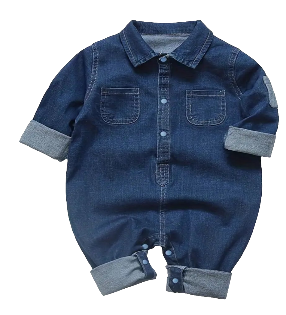 Denim onesie met drukknopen 