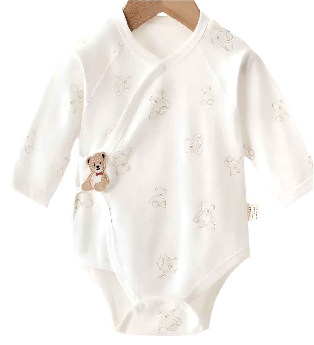 Katoenen romper met lange mouwen  "Beertje" 