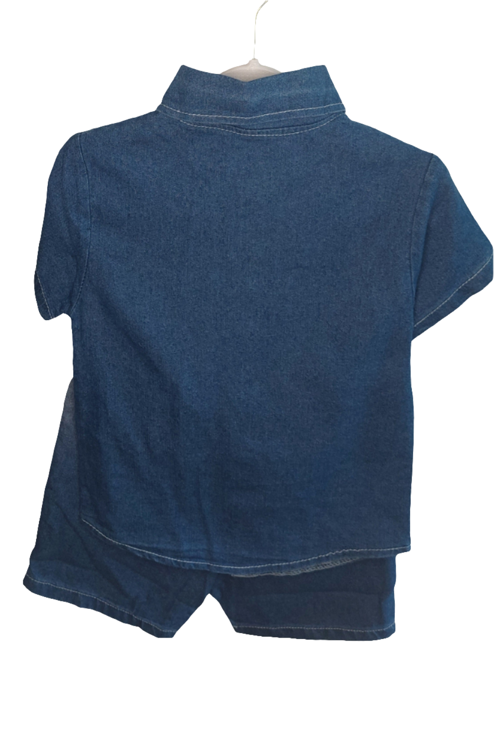 Set :overhemd met korte mouwen en short denim NewPort. Leuk te combineren met denim gympjes.