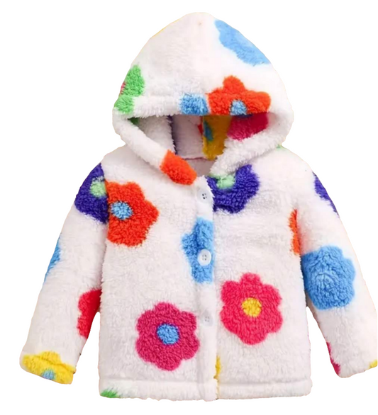 Jasje van fleece met gekleurde bloemen