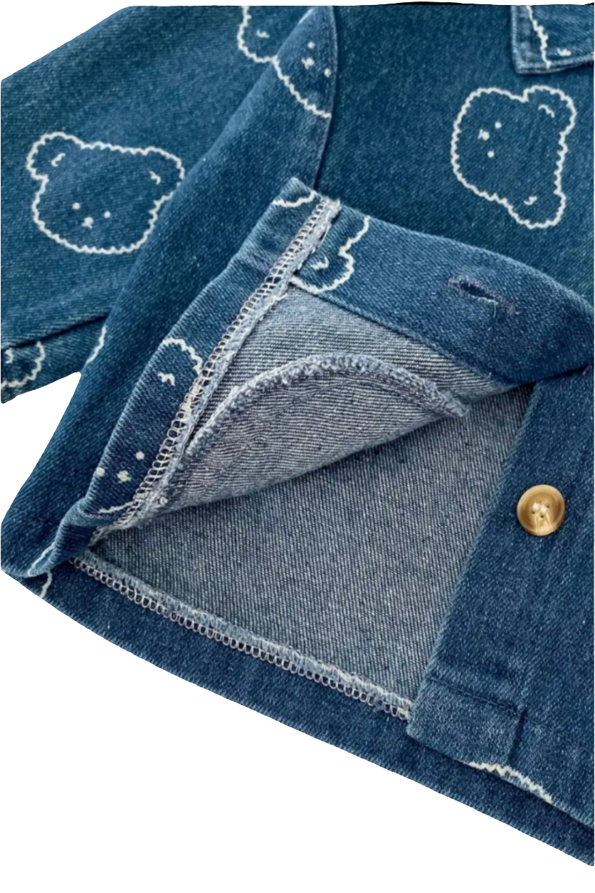 denim jas met beertjes