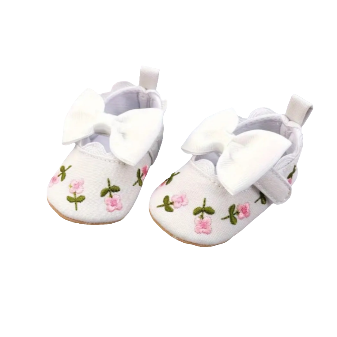 ballerina's wit leer met geborduurde bloemetjes