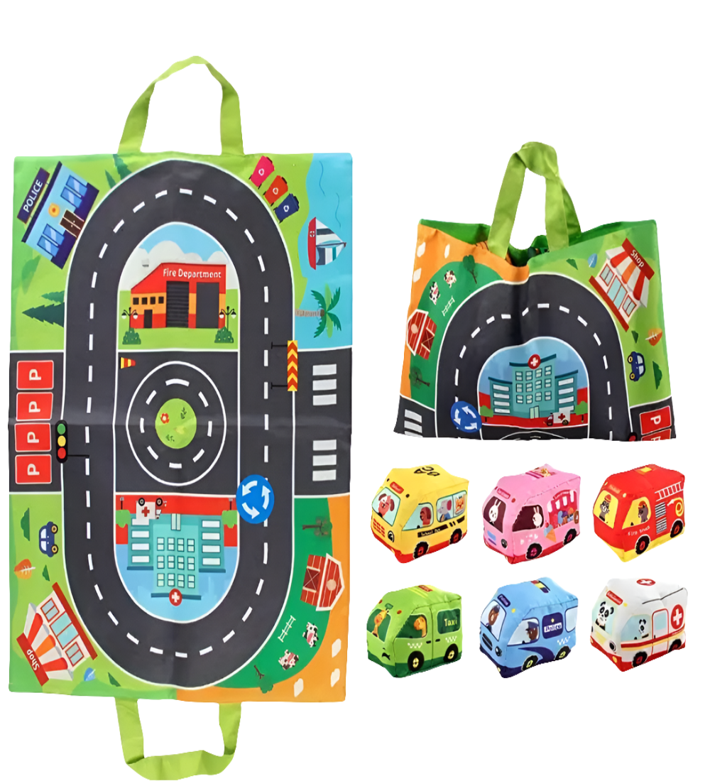 auto's van stof met tas/speelkleed