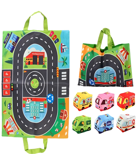auto's van stof met tas/speelkleed