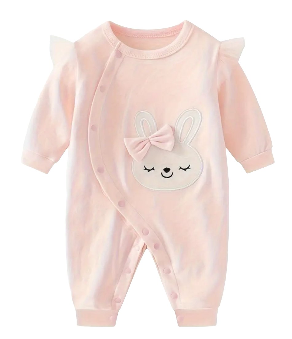 Katoenen boxpak roze met konijntje