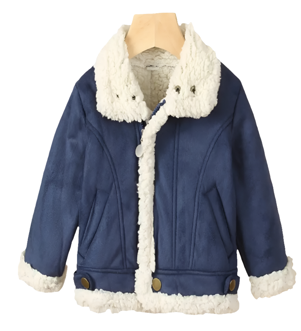 Winterjas Piloot van suedesette met voering blauw