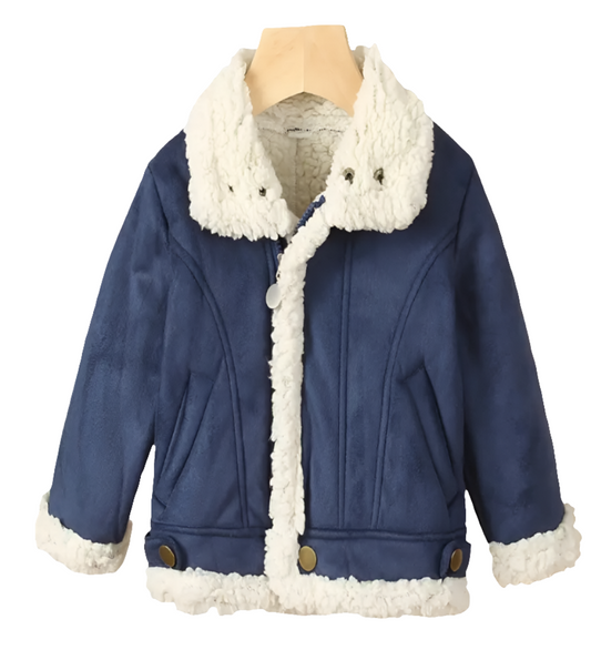 Winterjas Piloot van suedesette met voering blauw