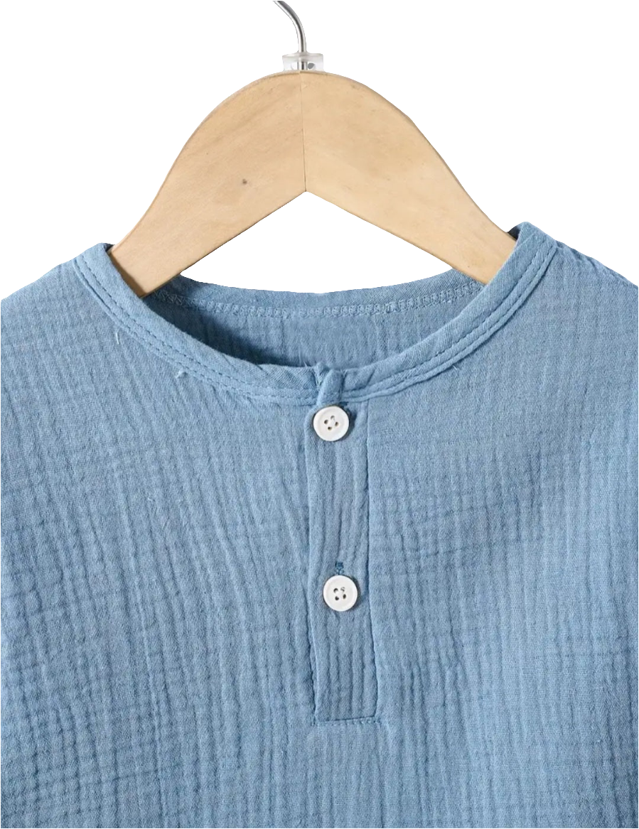 Set: shirt met short crinckle katoen