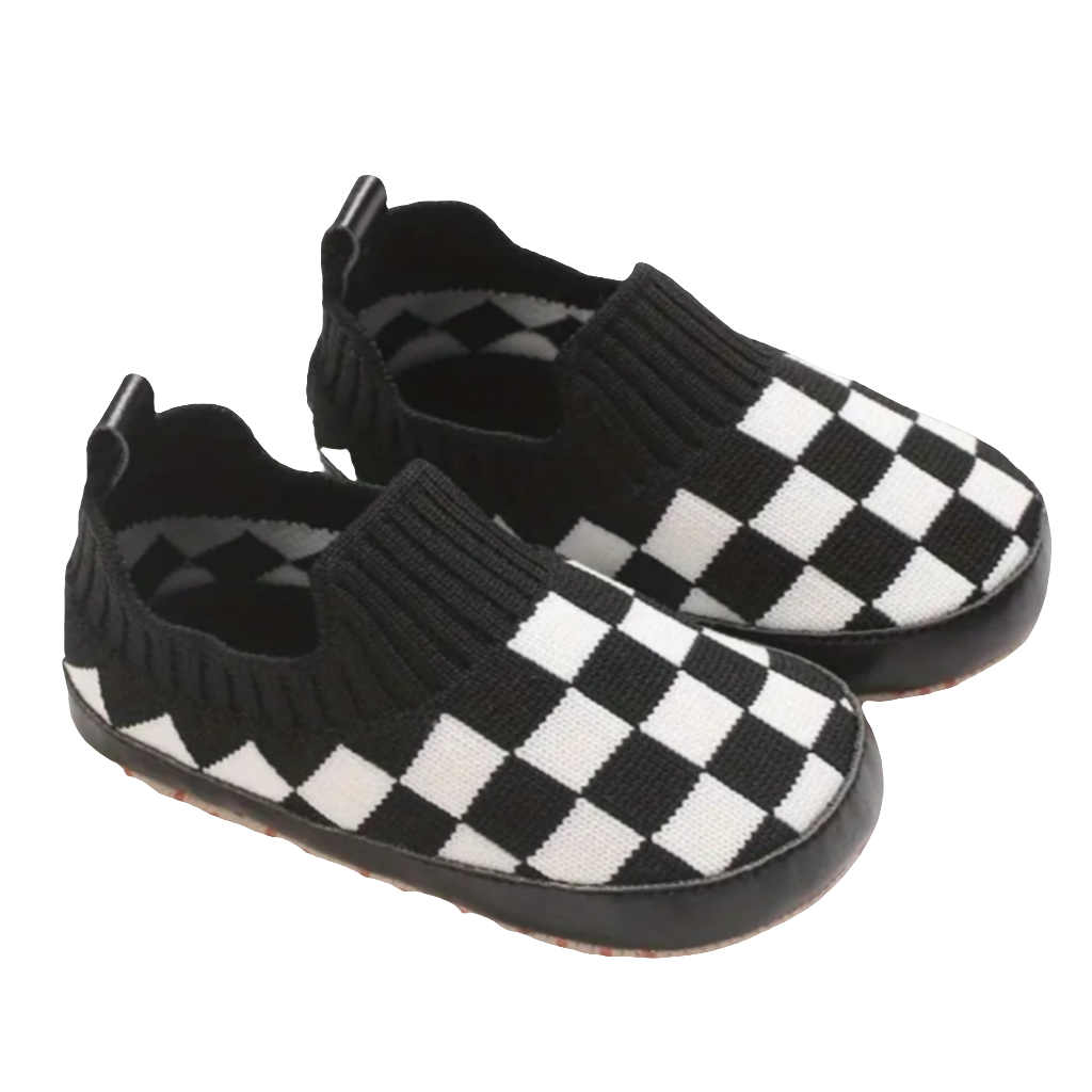 Instappers Urban / checkerboard stijl zwart met chestboard motief zwart wit ( ook in blauw en beige verkrijgbaar)