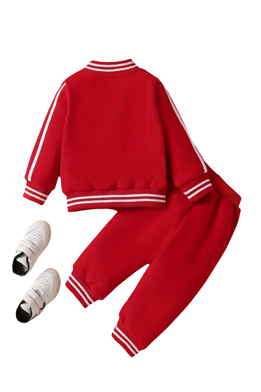 Baseball Joggingpak "HANDSOME" rood met wit