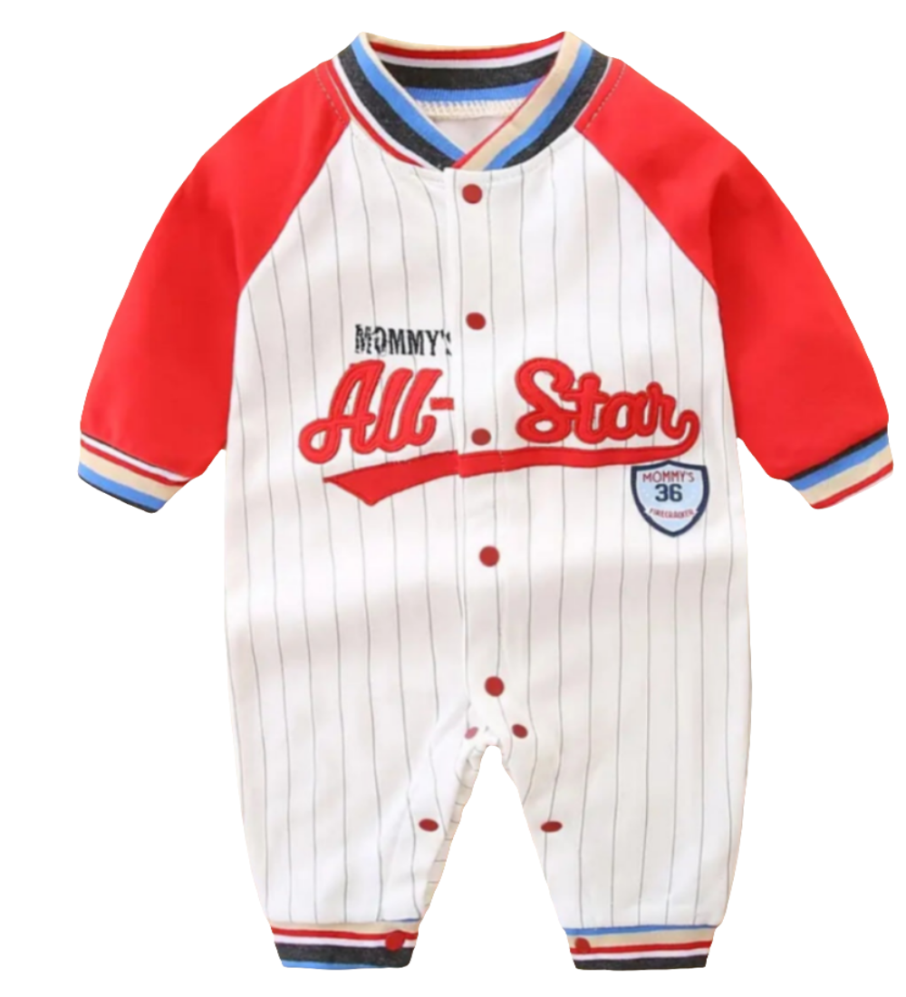 Baseball jumpsuit  " All Star" wit/rood