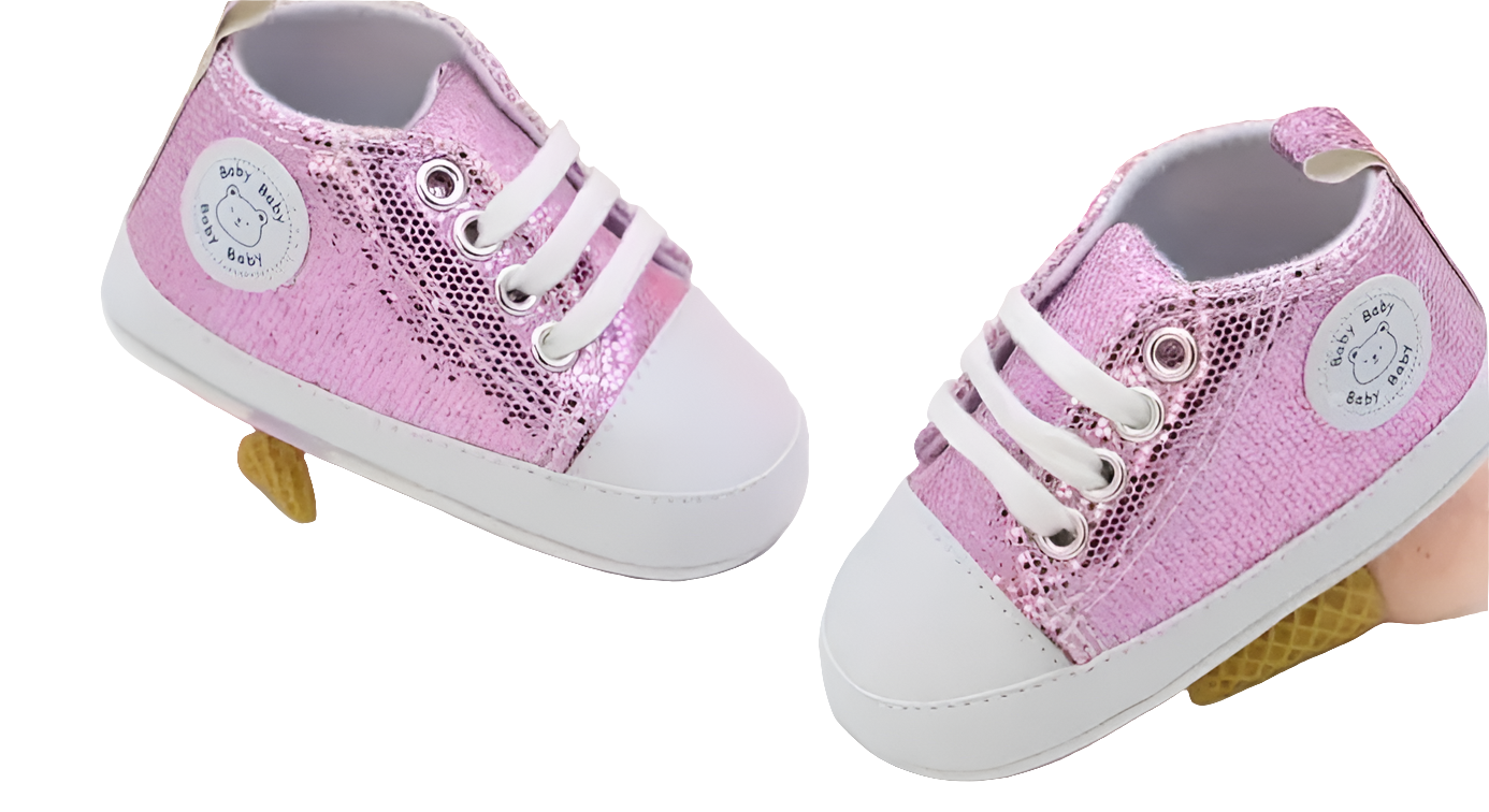 gympen in glitterstof fel roze of lila