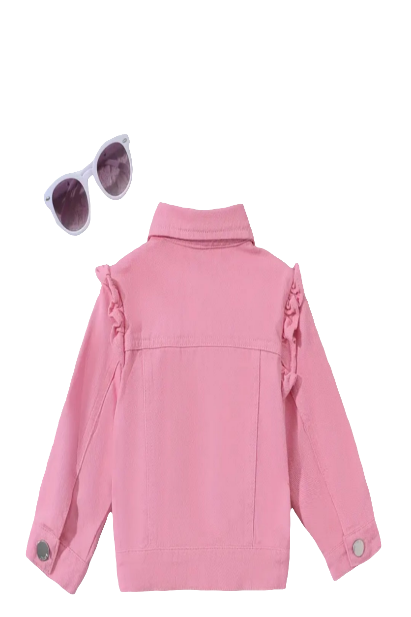 Denimjack roze met ruches