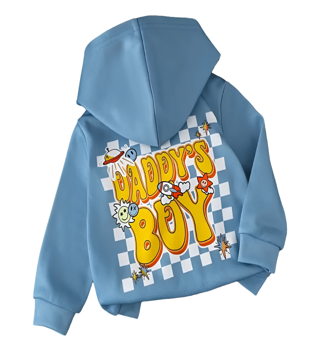 Hoodie lichtblauw met opdruk: Daddy's boy
