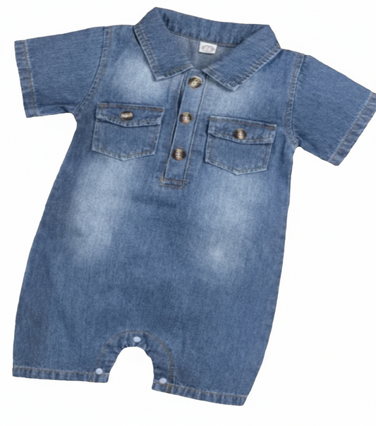 Denim onesie met drukknopen 
