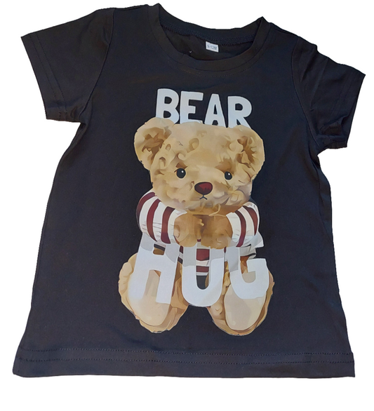 T shirt zwart voor jongens: bear hug