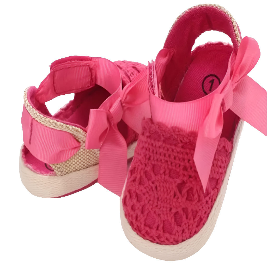 Katoenen roze instapper met strik