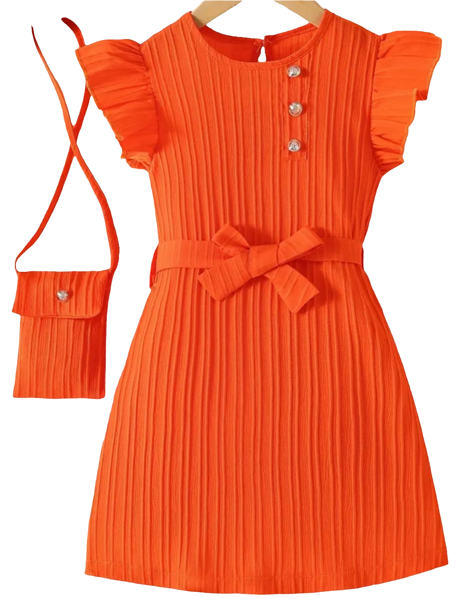 jurkje seventies stijl met tasje rood