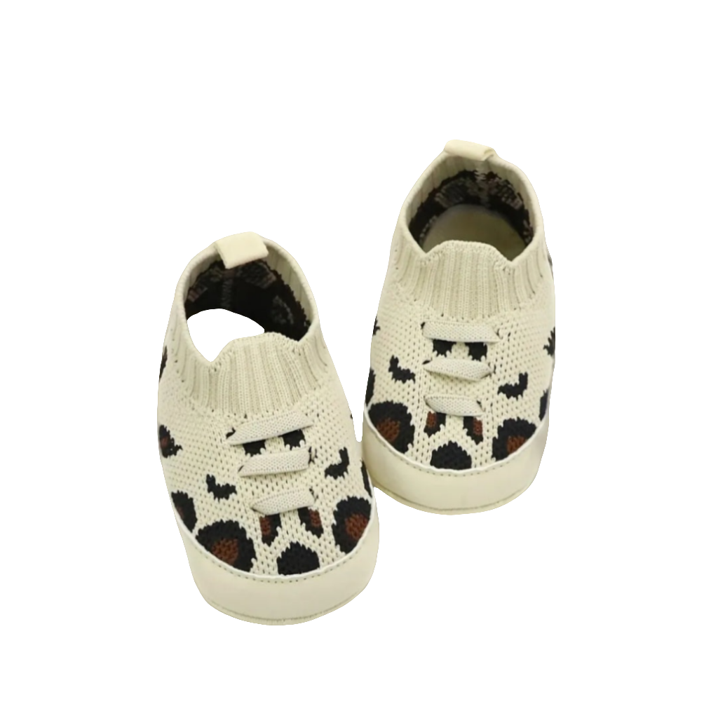 instapper van mesh in koeienprint