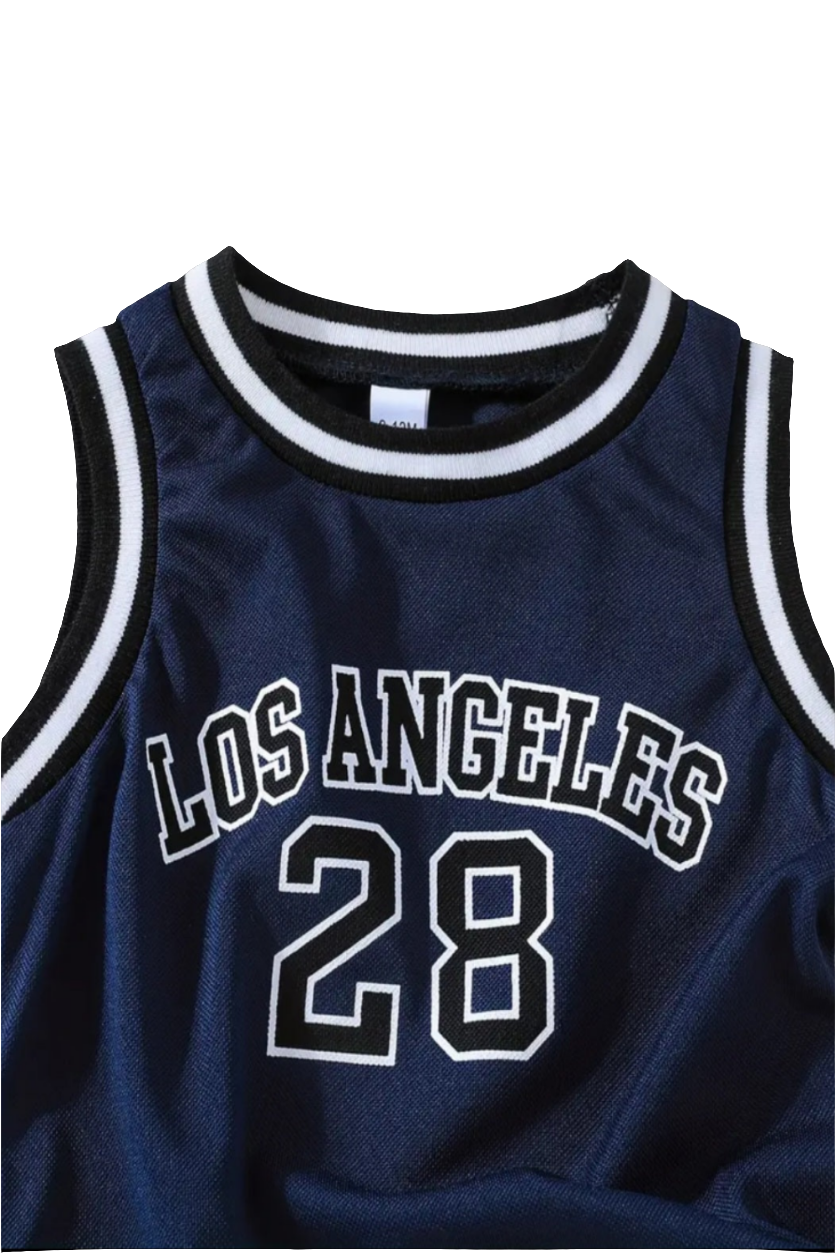 Basketball Singlet met "Los Angeles 28" donkerblauw
