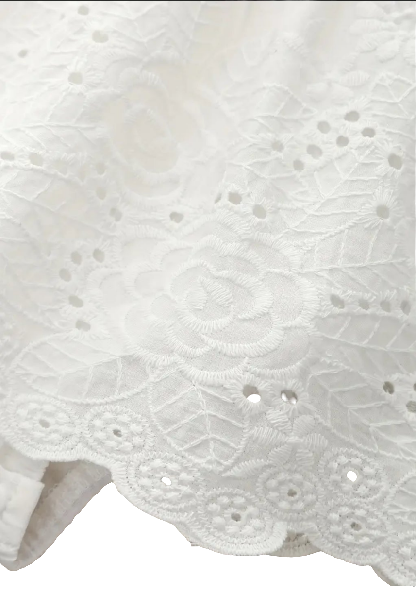 Broderie/kanten jurkje met romper ( Leuk met de broderie ballerina's)