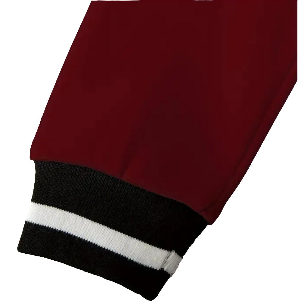 Baseballjack zwart met wijnrode mouwen