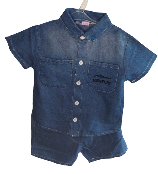 Set overhemd met korte mouwen en short denim NewPort
